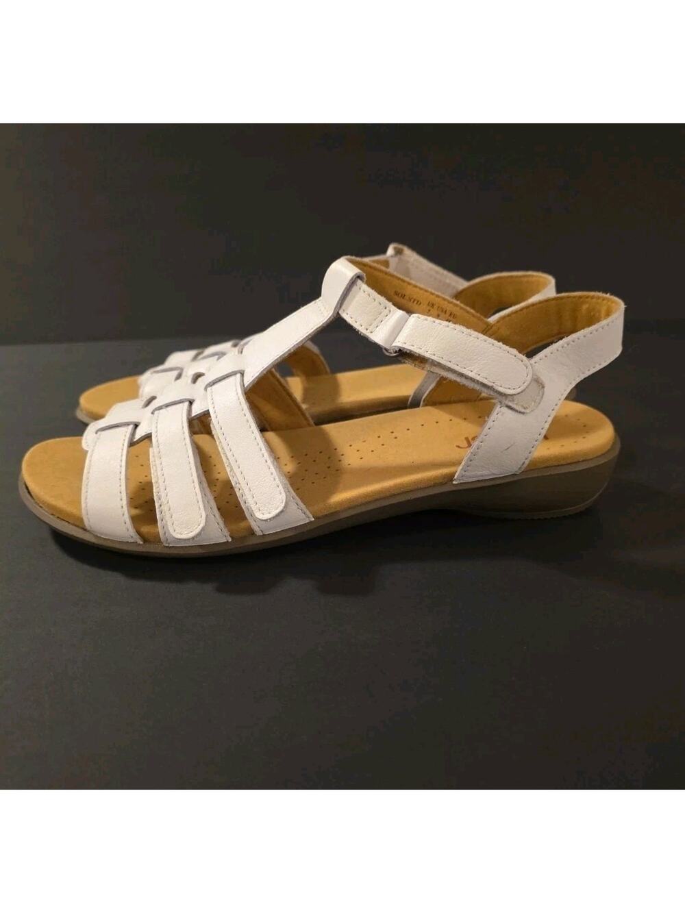 Hotter Sandals Womens 9 SOL White Leather Gladiator Comfort Fit